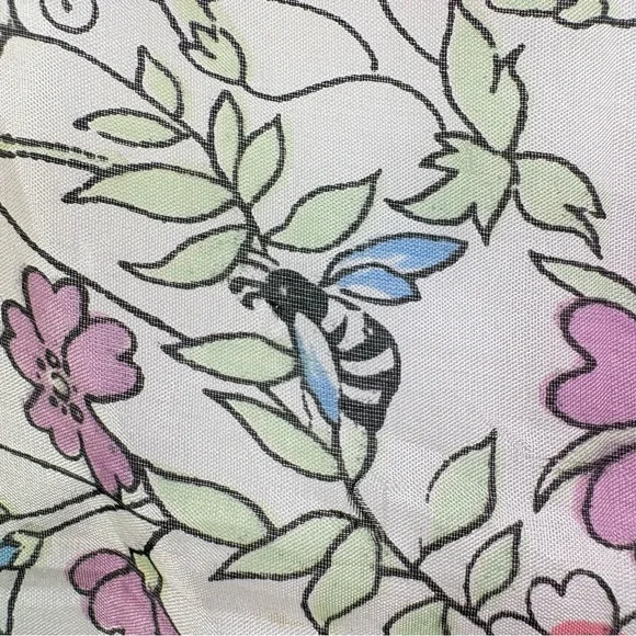 Vintage 60s square silk scarf garden floral butterflies painted hand rolled edge - Picture 5 of 16